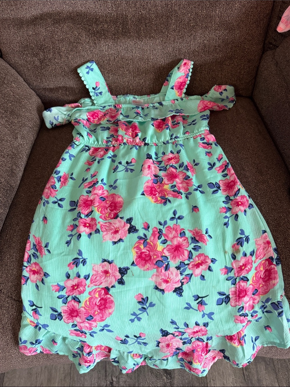 wonder nation Mint Green Floral Sundress with Pink Flowers